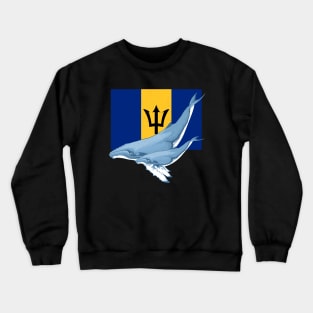 Flag of Barbados with Humpback Whales Crewneck Sweatshirt